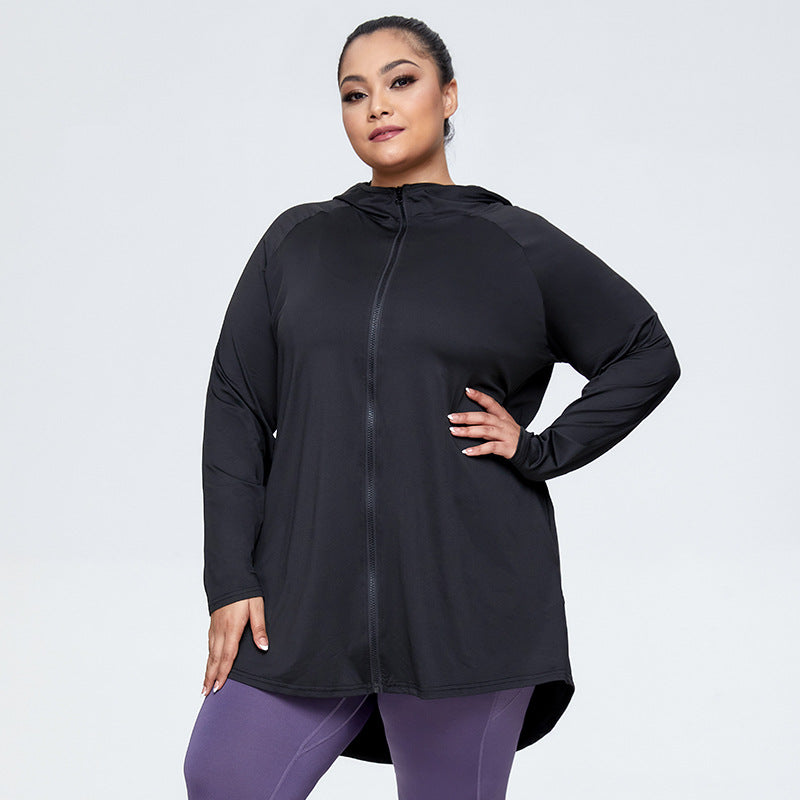 Zip Long Sleeve Yoga Jackets Plus Size Womens Running Coats